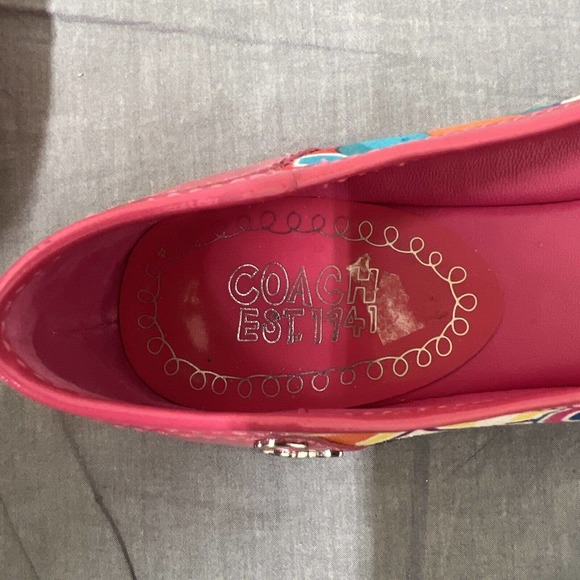 Coach Signature Remmi Poppy Pink Patent Leather Flat ballet Shoes Women's Sz 7.5 - Picture 7 of 10